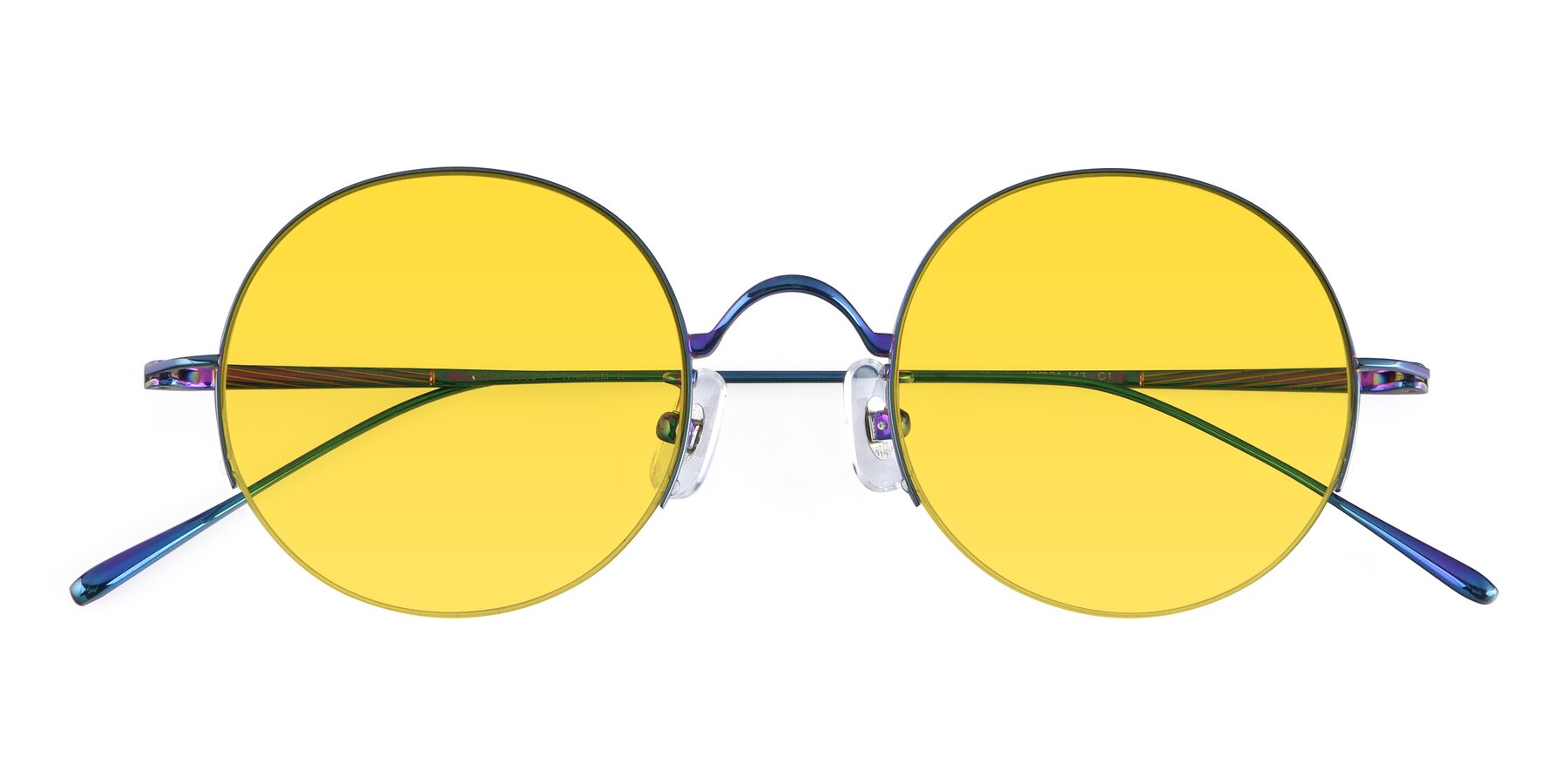 Folded Front of Harry in Peafowl Green with Yellow Tinted Lenses