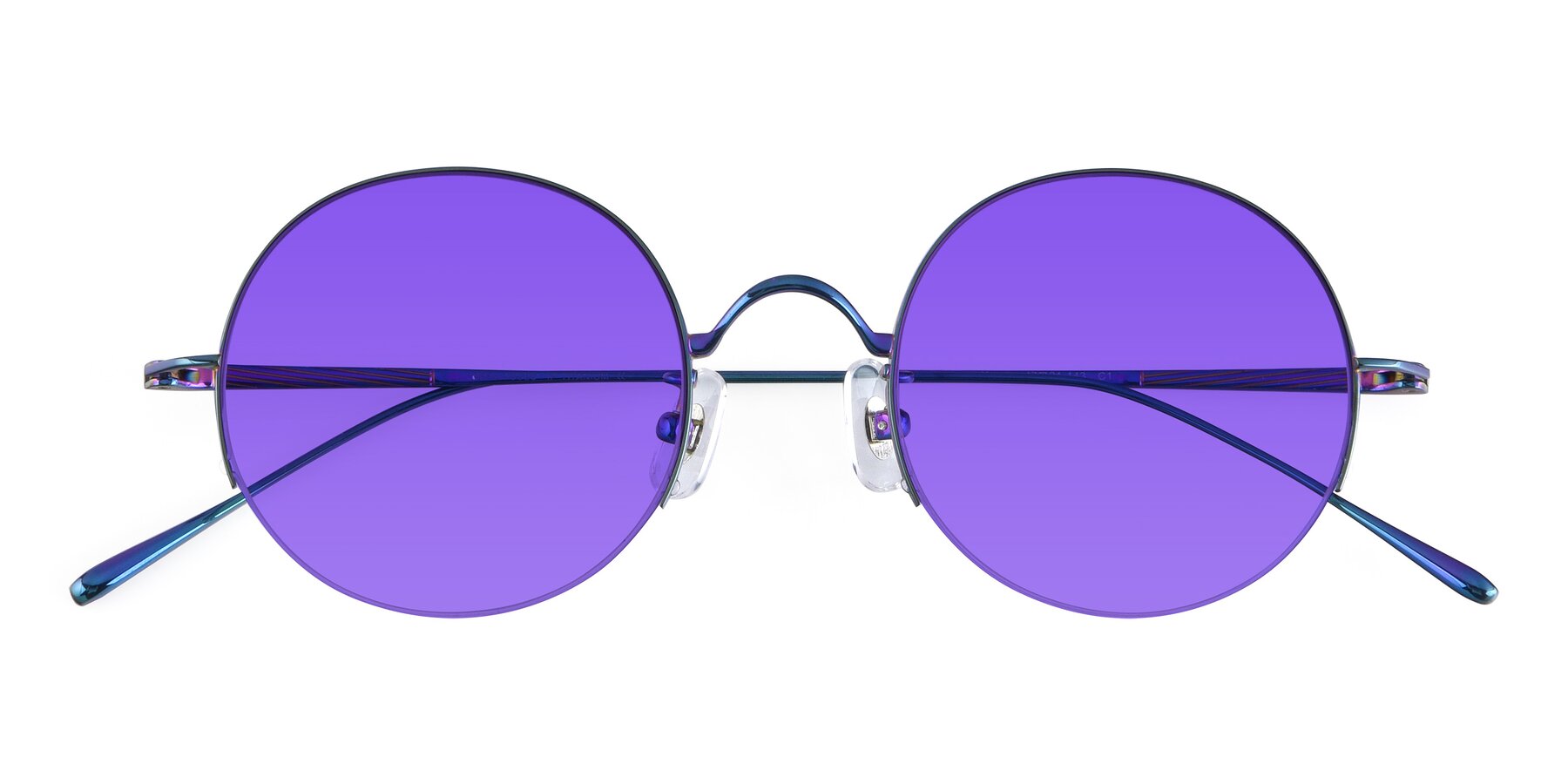 Folded Front of Harry in Peafowl Green with Purple Tinted Lenses