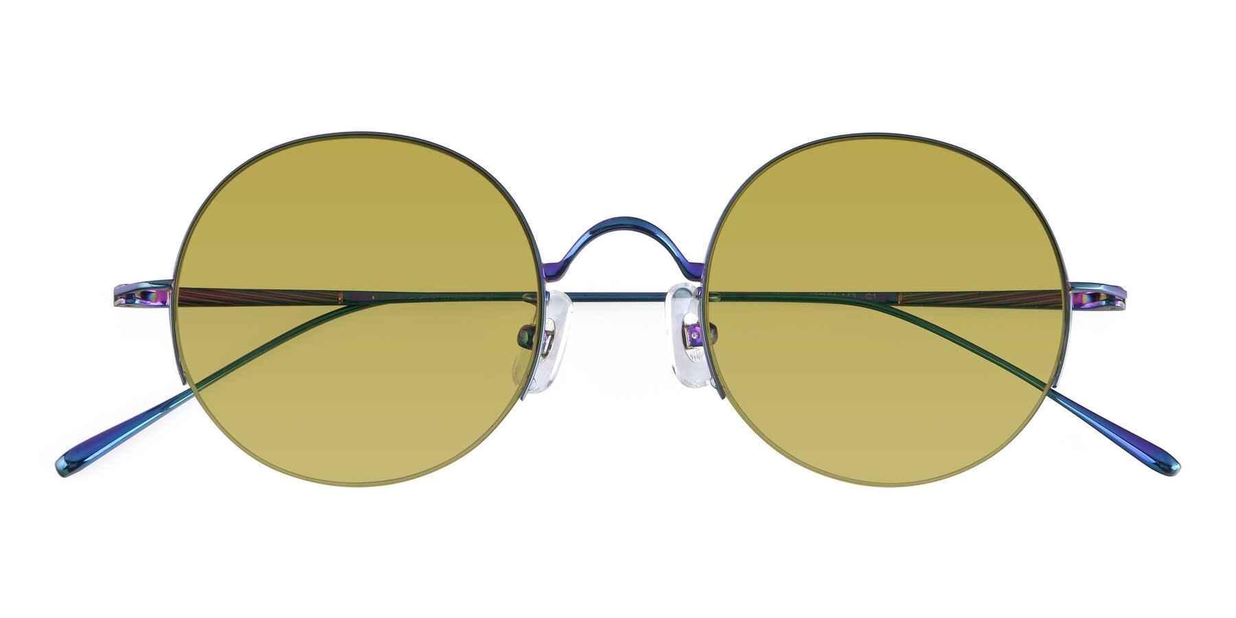 Folded Front of Harry in Peafowl Green with Champagne Tinted Lenses