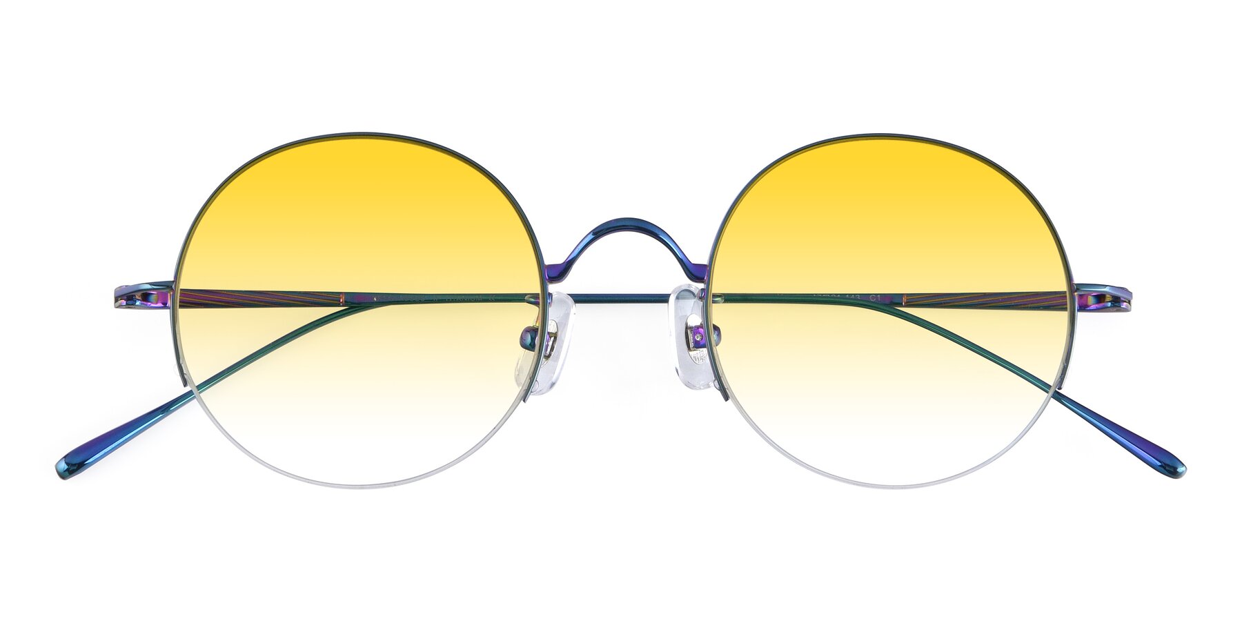 Folded Front of Harry in Peafowl Green with Yellow Gradient Lenses