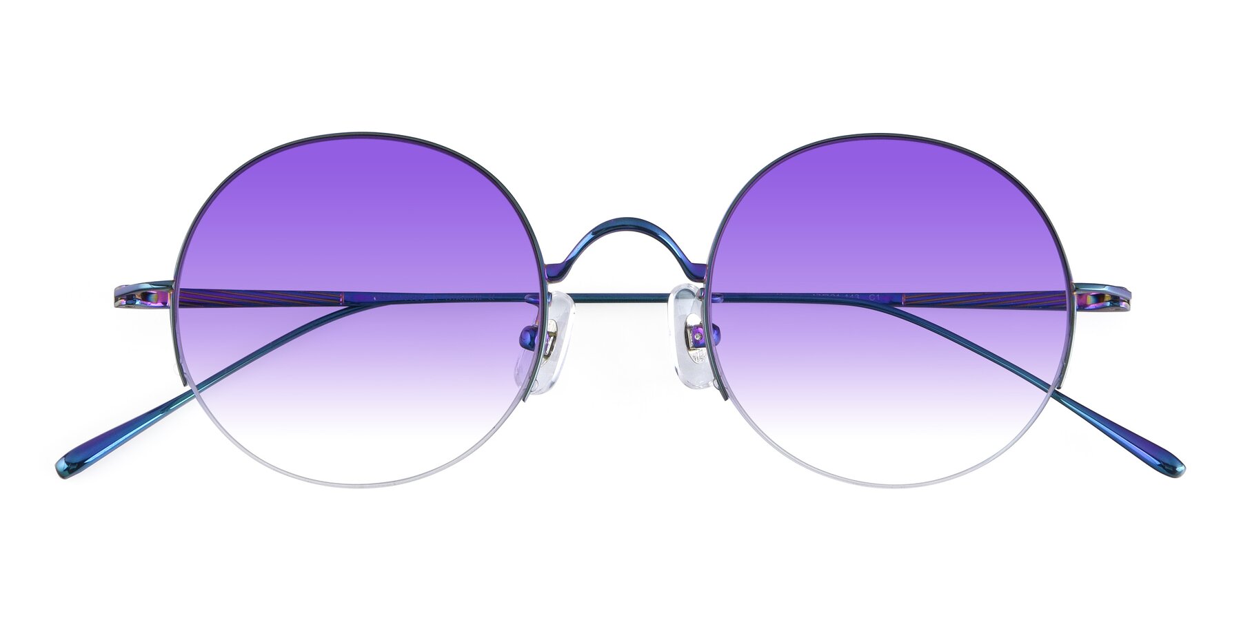 Folded Front of Harry in Peafowl Green with Purple Gradient Lenses