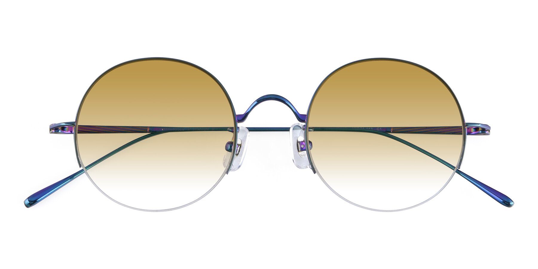Folded Front of Harry in Peafowl Green with Champagne Gradient Lenses
