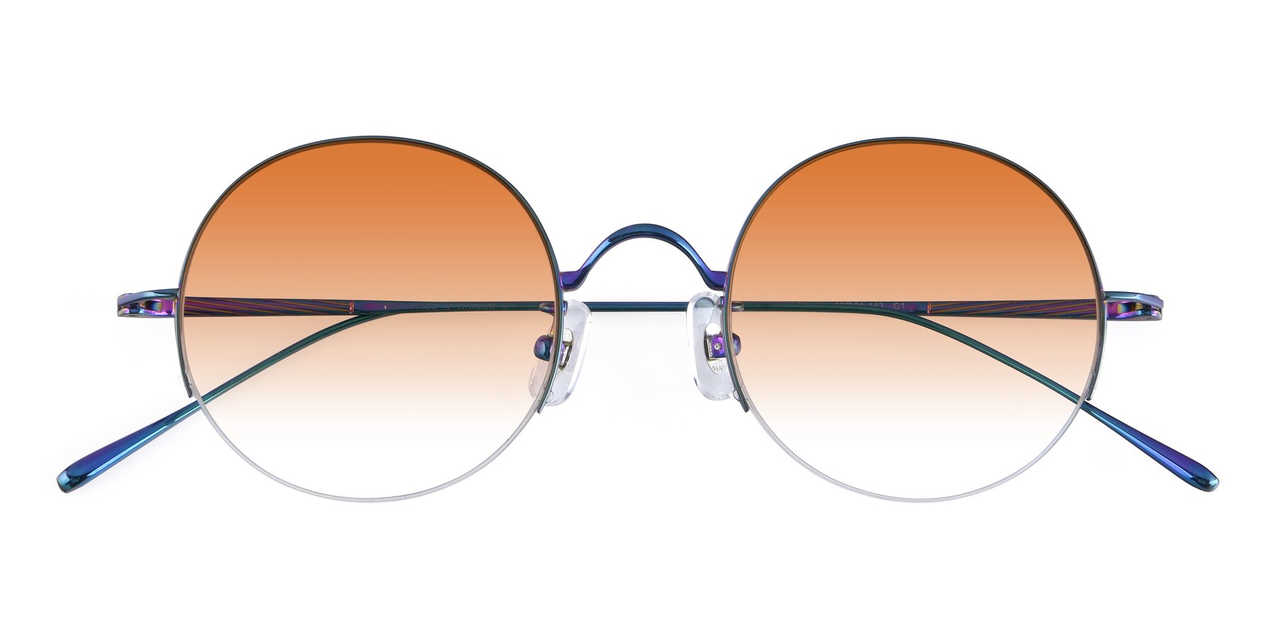 Folded Front of Harry in Peafowl Green with Orange Gradient Lenses