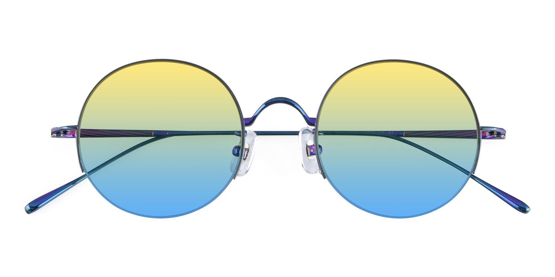 Folded Front of Harry in Peafowl Green with Yellow / Blue Gradient Lenses