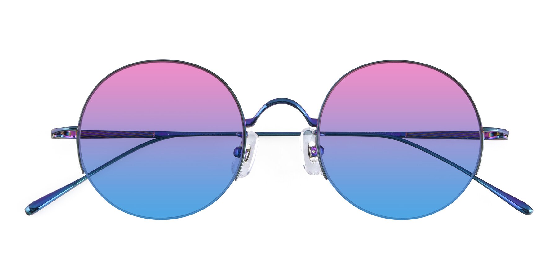 Folded Front of Harry in Peafowl Green with Pink / Blue Gradient Lenses