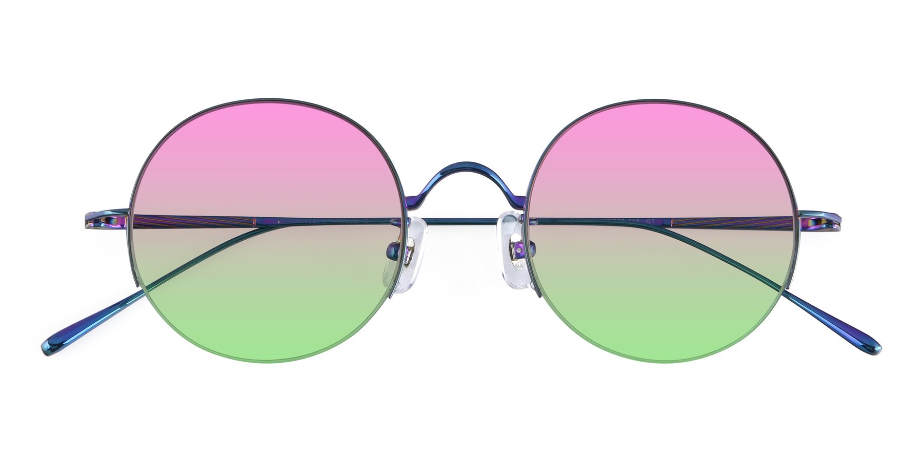 Folded Front of Harry in Peafowl Green with Pink / Green Gradient Lenses