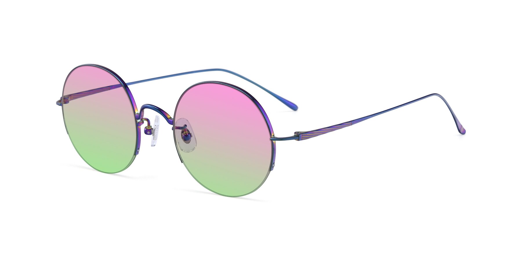 Angle of Harry in Peafowl Green with Pink / Green Gradient Lenses