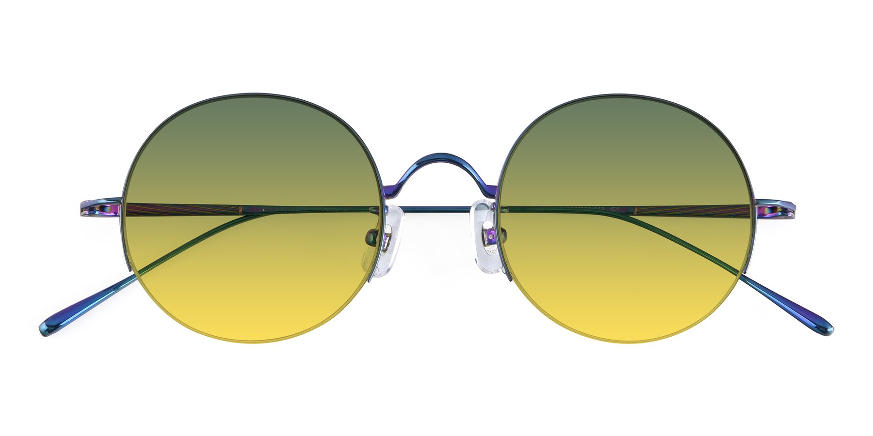 Folded Front of Harry in Peafowl Green with Green / Yellow Gradient Lenses