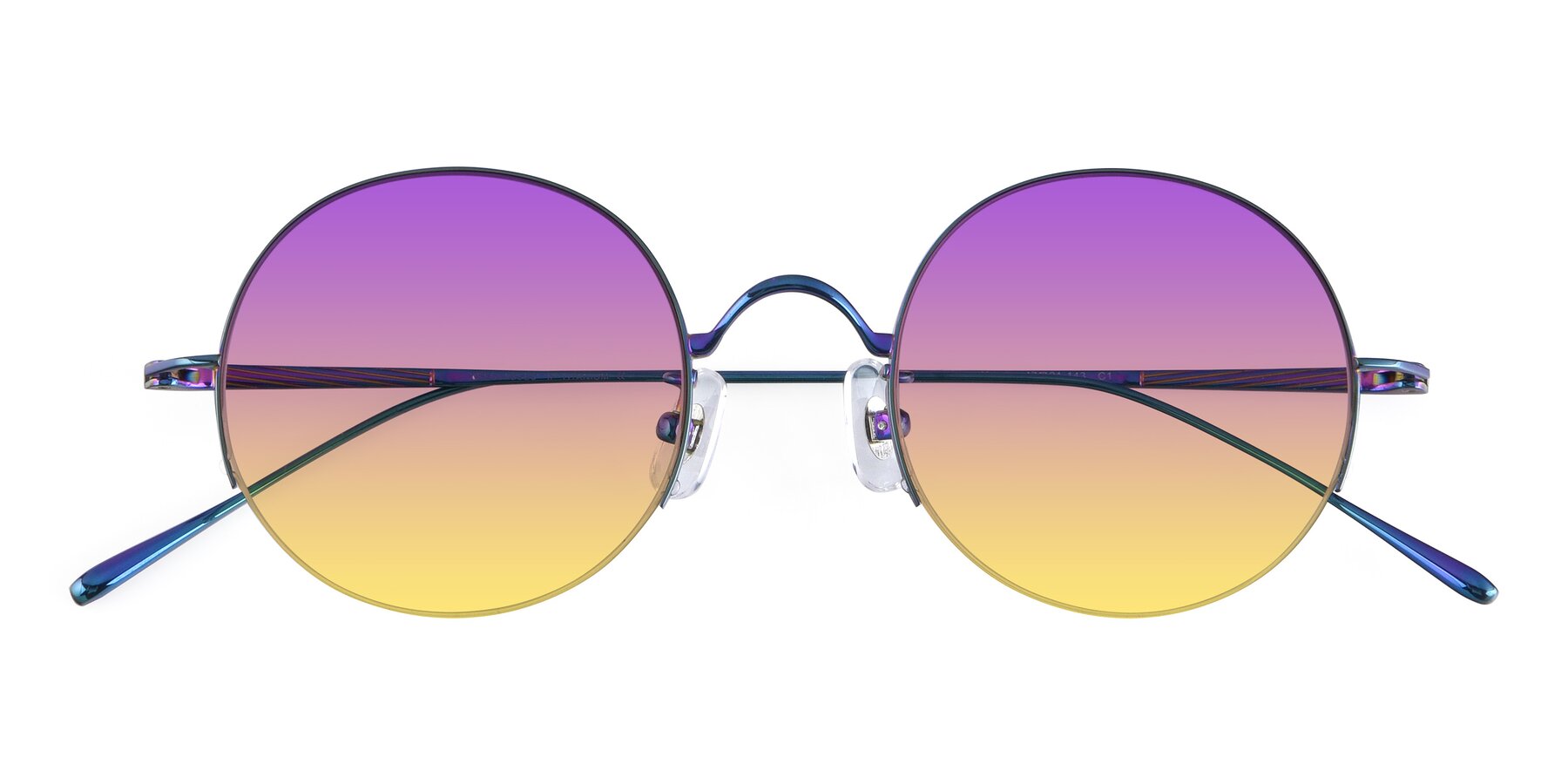 Folded Front of Harry in Peafowl Green with Purple / Yellow Gradient Lenses