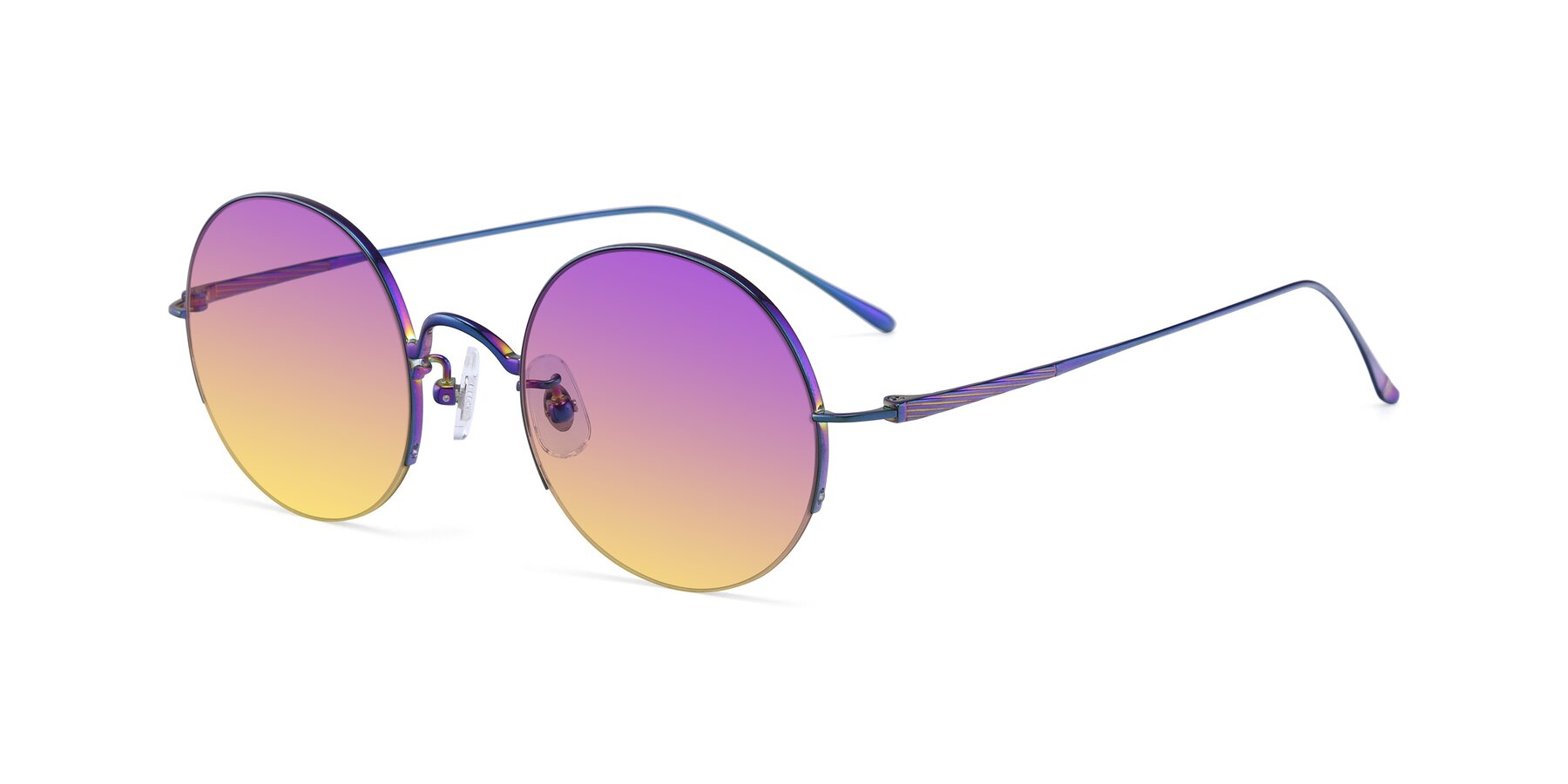 Angle of Harry in Peafowl Green with Purple / Yellow Gradient Lenses