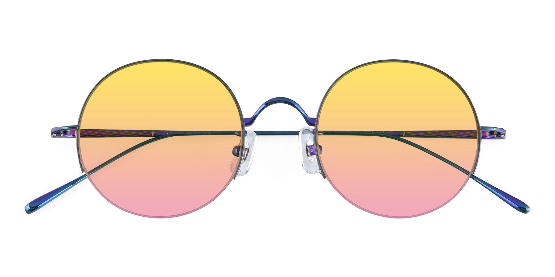Folded Front of Harry in Peafowl Green with Yellow / Pink Gradient Lenses