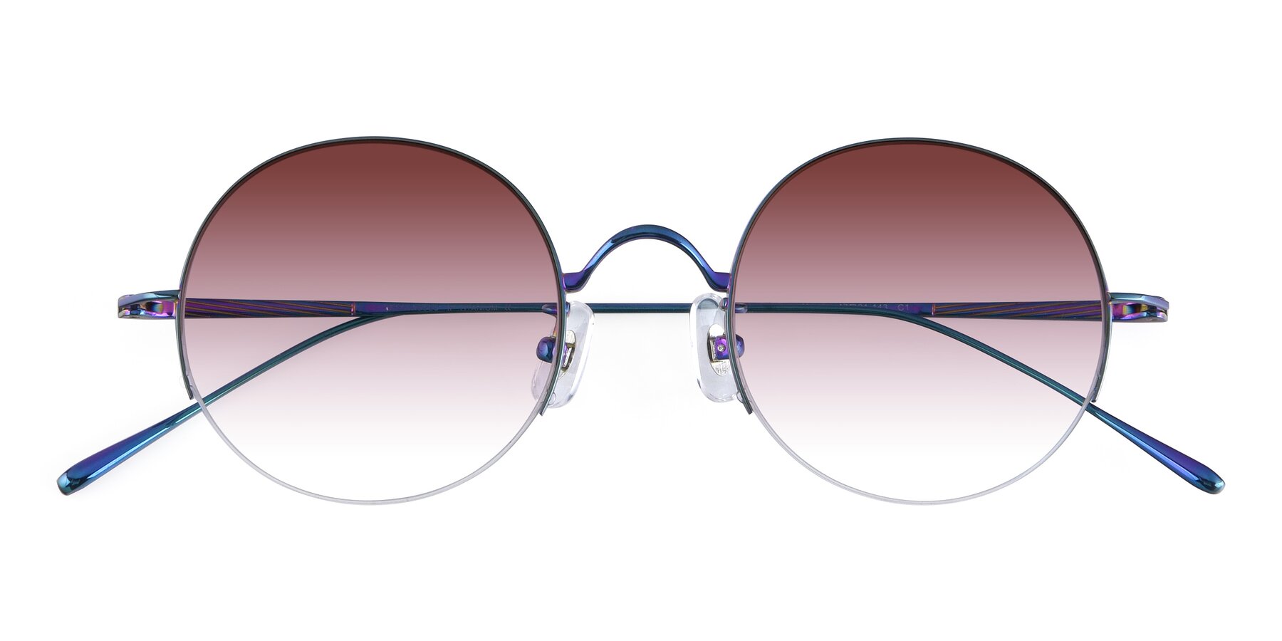 Folded Front of Harry in Peafowl Green with Garnet Gradient Lenses