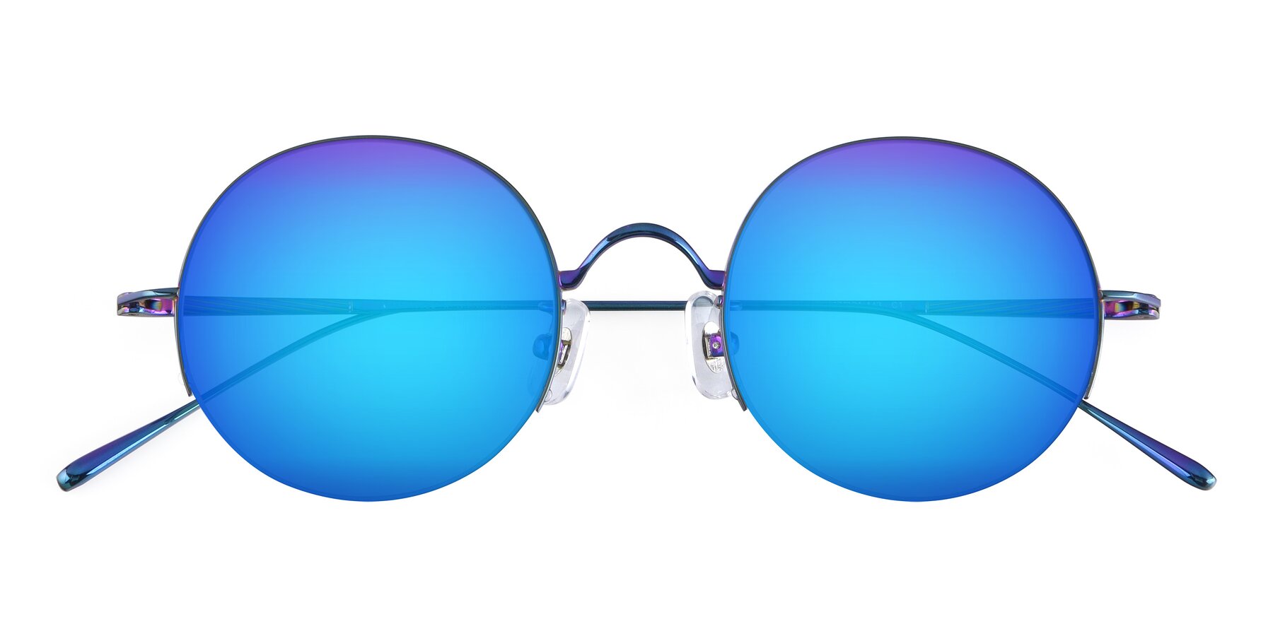 Folded Front of Harry in Peafowl Green with Blue Mirrored Lenses