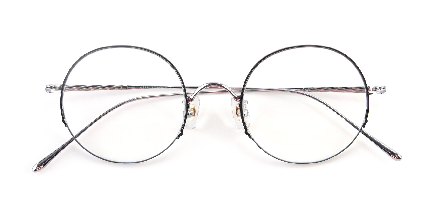 Folded Front of Harry in Black-Silver with Clear Blue Light Blocking Lenses