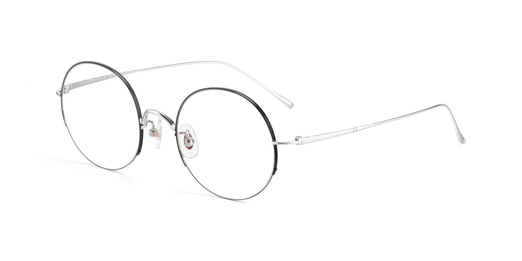 Angle of Harry in Black-Silver with Clear Reading Eyeglass Lenses