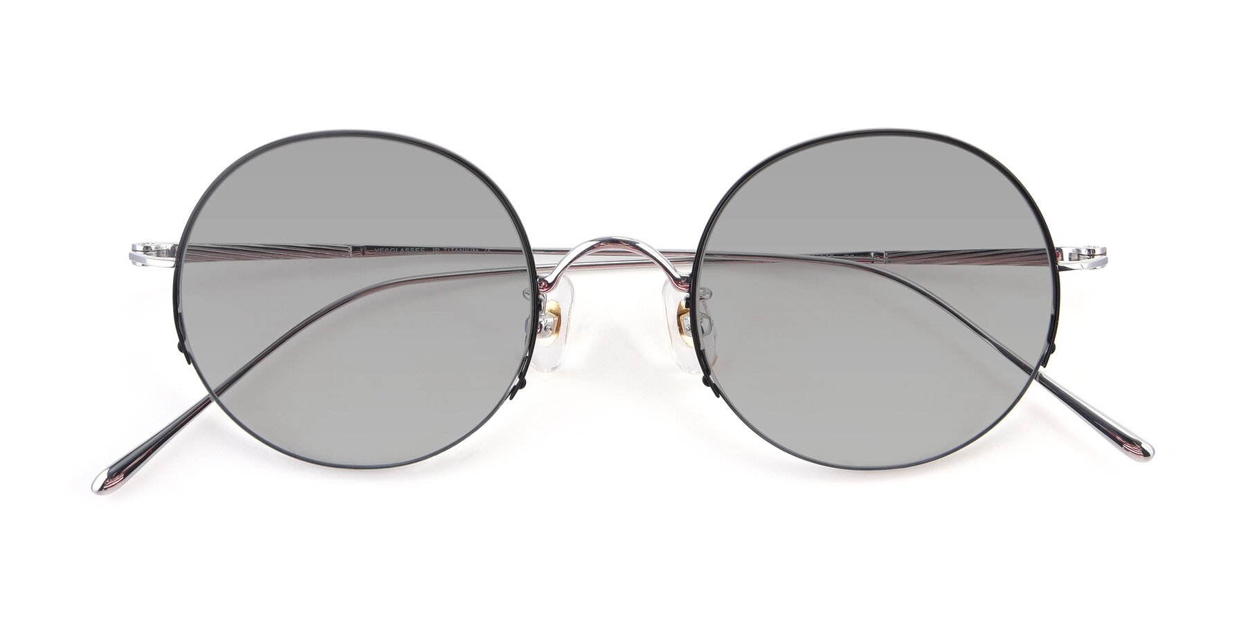 Folded Front of Harry in Black-Silver with Light Gray Tinted Lenses