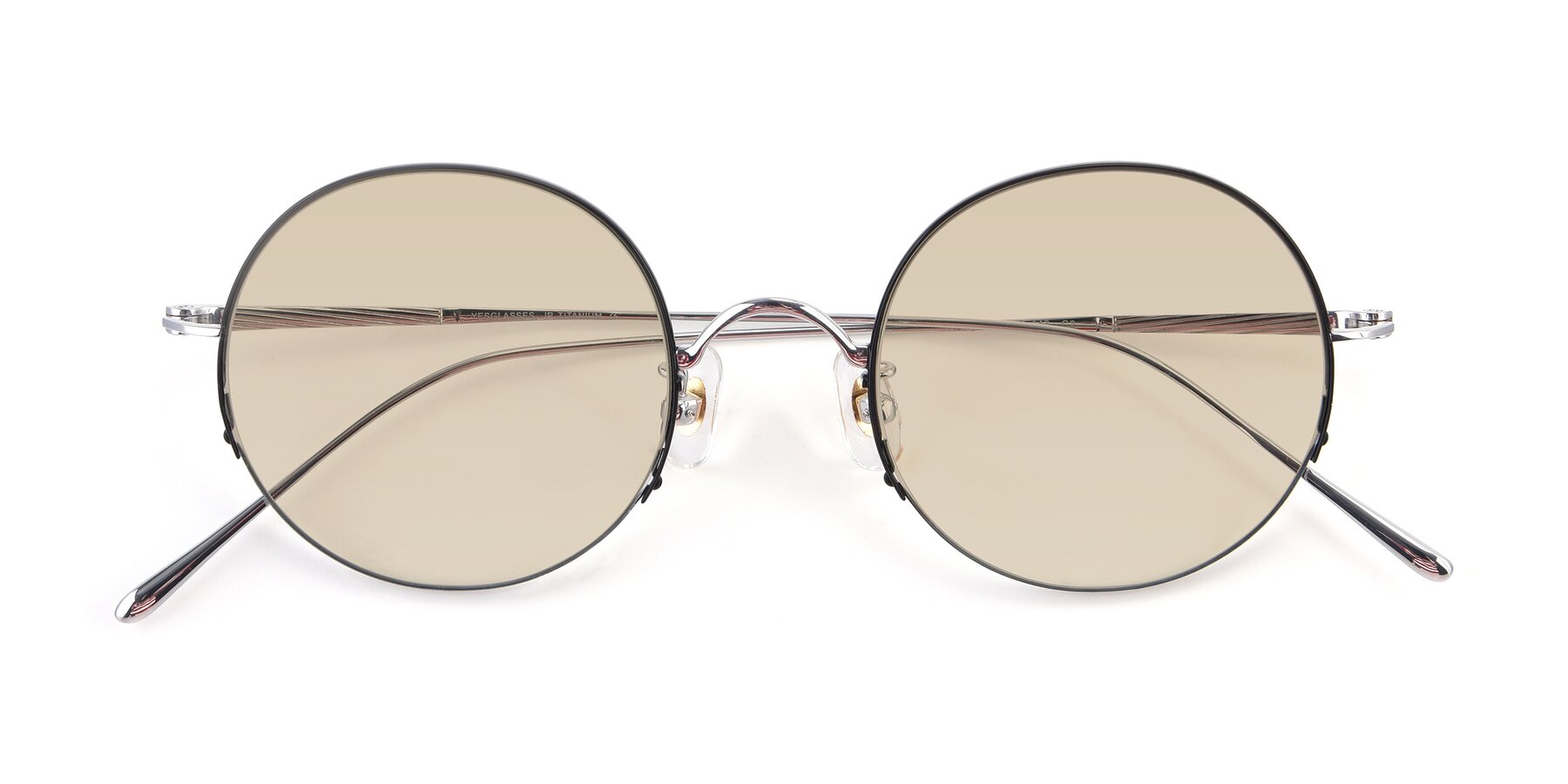Folded Front of Harry in Black-Silver with Light Brown Tinted Lenses