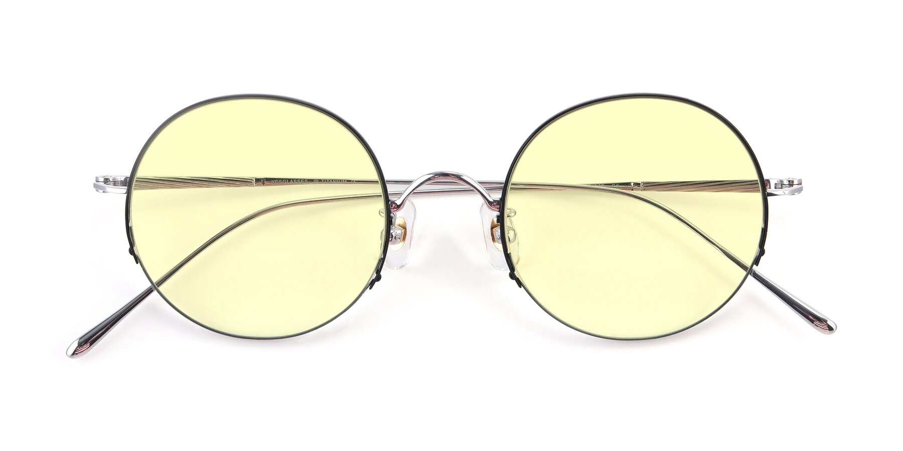 Folded Front of Harry in Black-Silver with Light Yellow Tinted Lenses