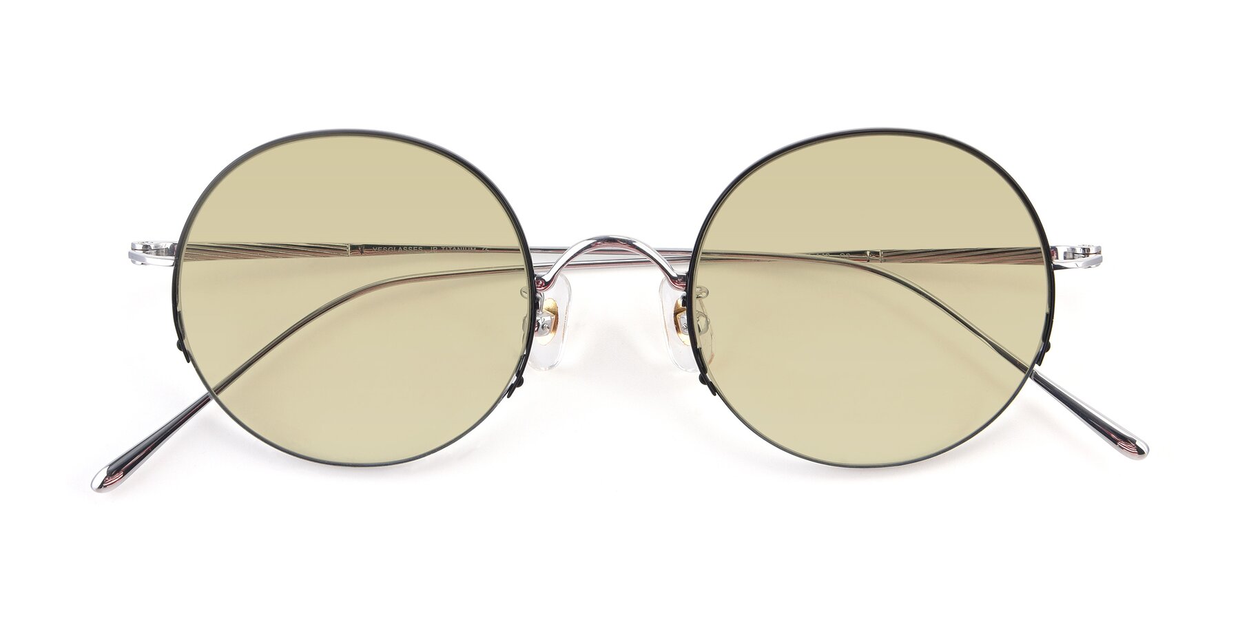 Folded Front of Harry in Black-Silver with Light Champagne Tinted Lenses