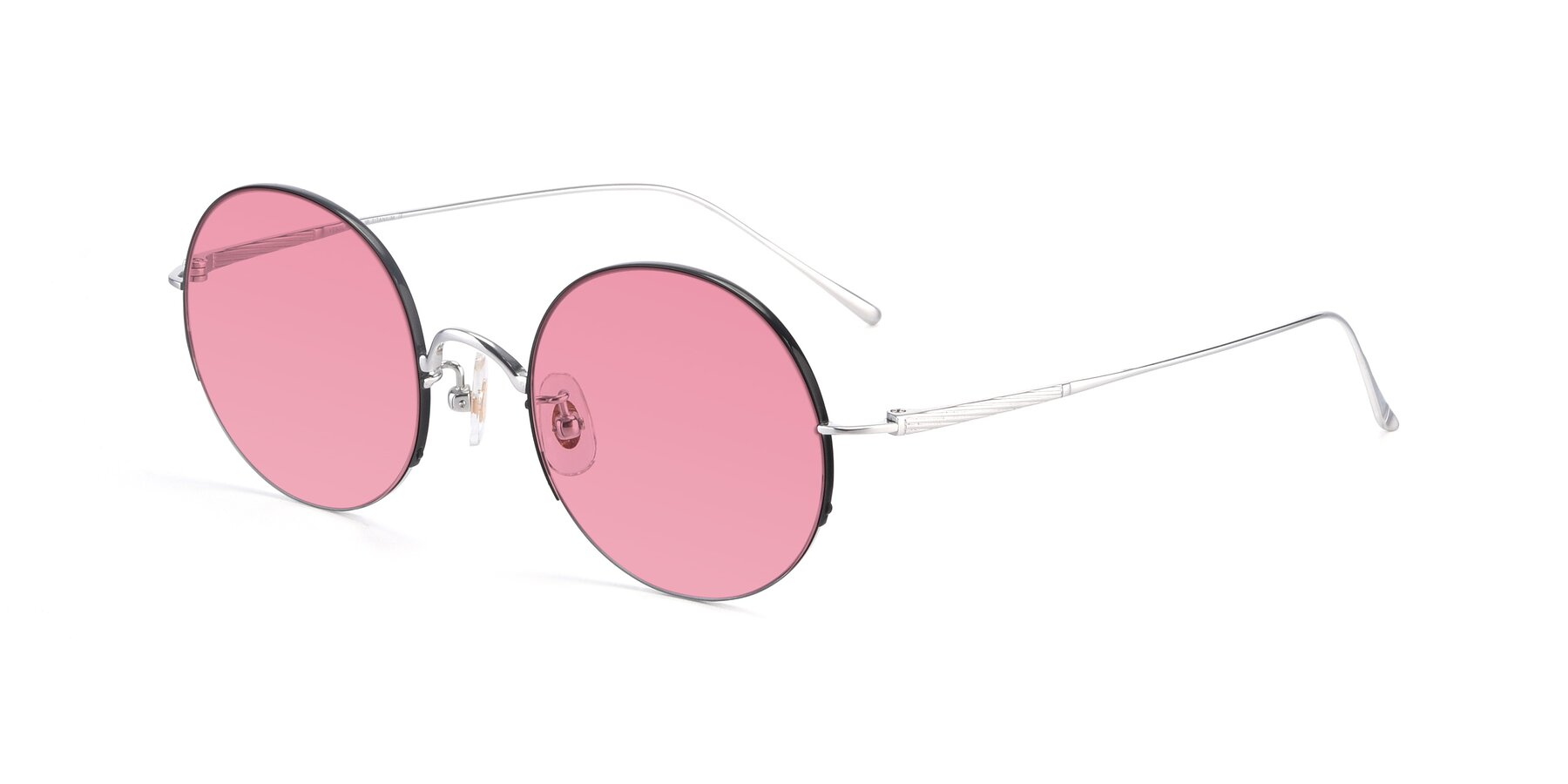Angle of Harry in Black-Silver with Pink Tinted Lenses