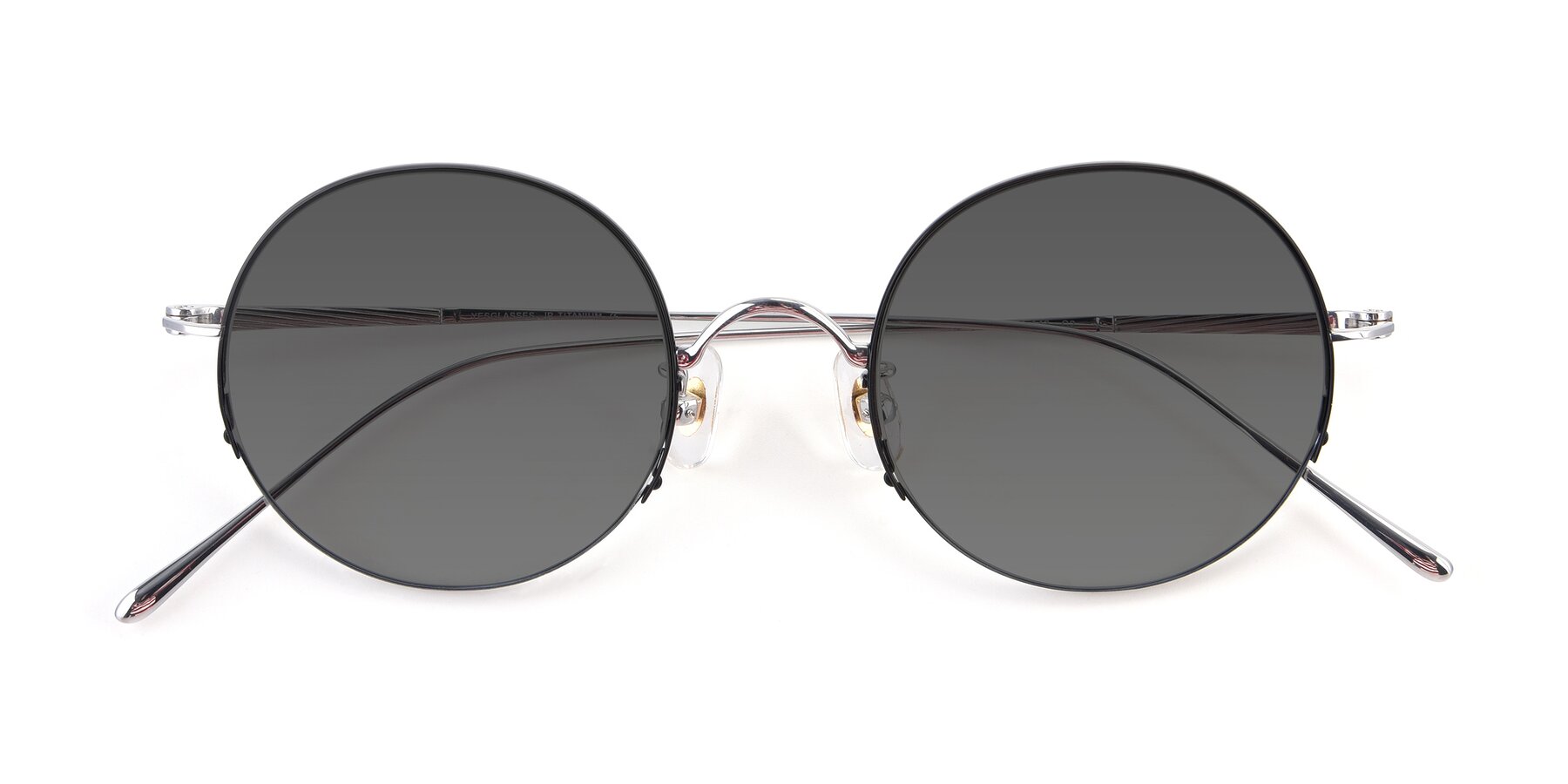 Folded Front of Harry in Black-Silver with Medium Gray Tinted Lenses