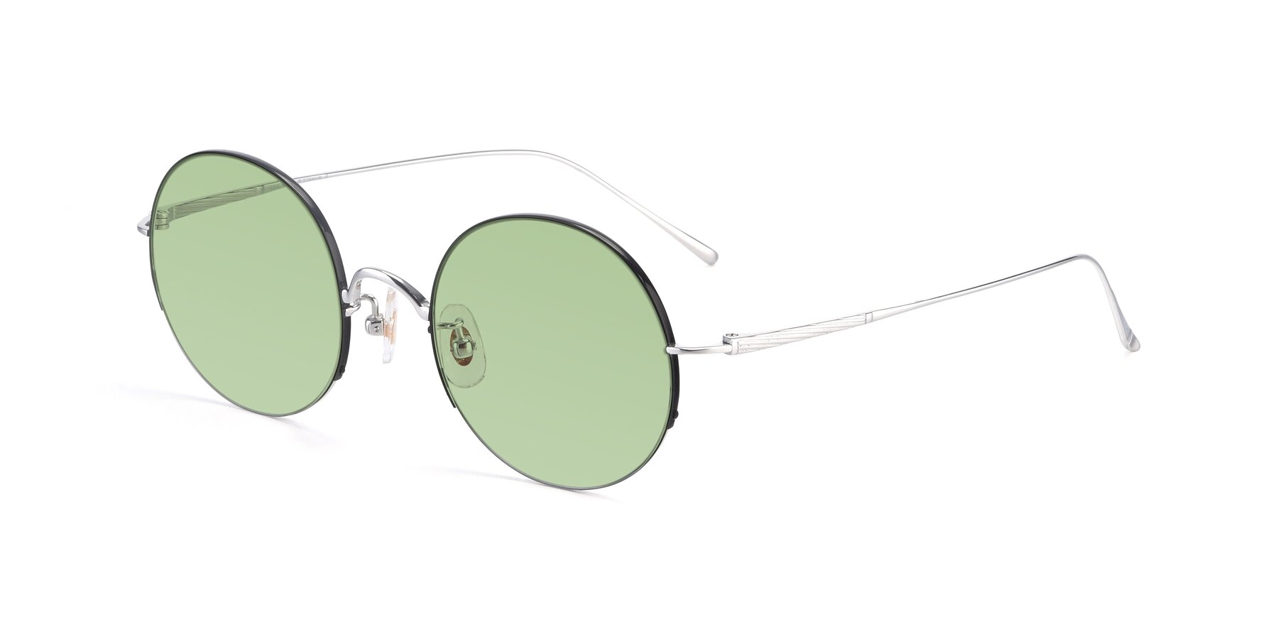 Angle of Harry in Black-Silver with Medium Green Tinted Lenses
