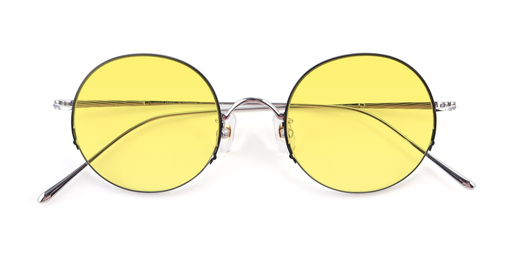 Folded Front of Harry in Black-Silver with Medium Yellow Tinted Lenses