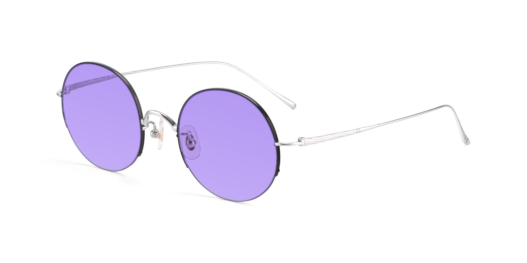 Angle of Harry in Black-Silver with Medium Purple Tinted Lenses