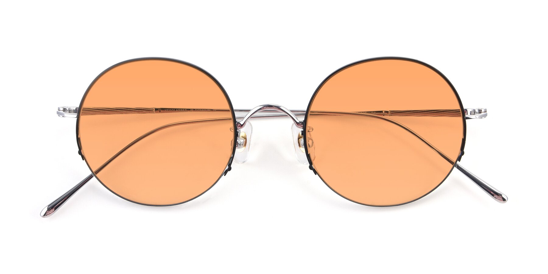 Folded Front of Harry in Black-Silver with Medium Orange Tinted Lenses