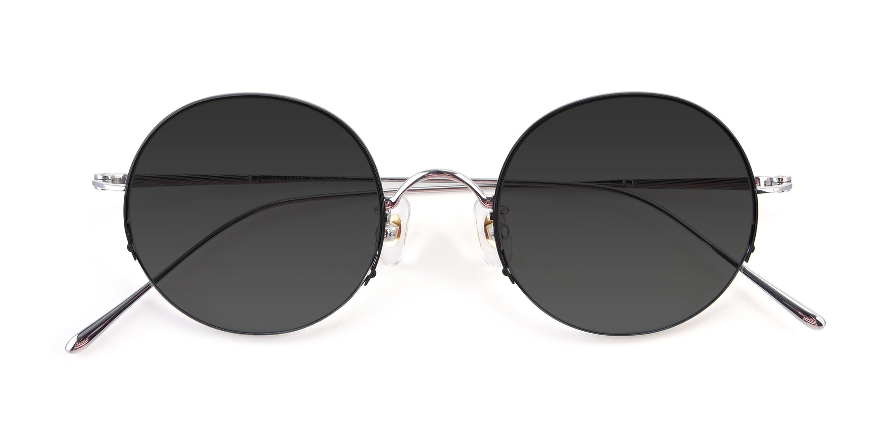 Folded Front of Harry in Black-Silver with Gray Tinted Lenses