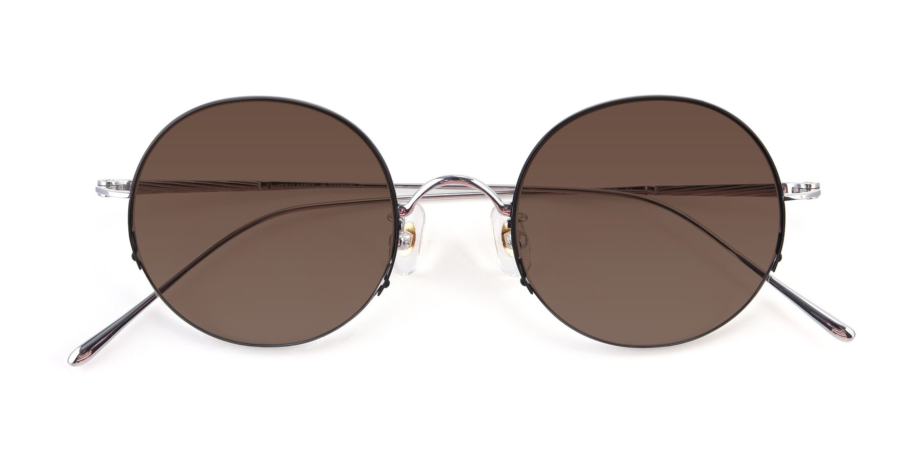 Folded Front of Harry in Black-Silver with Brown Tinted Lenses