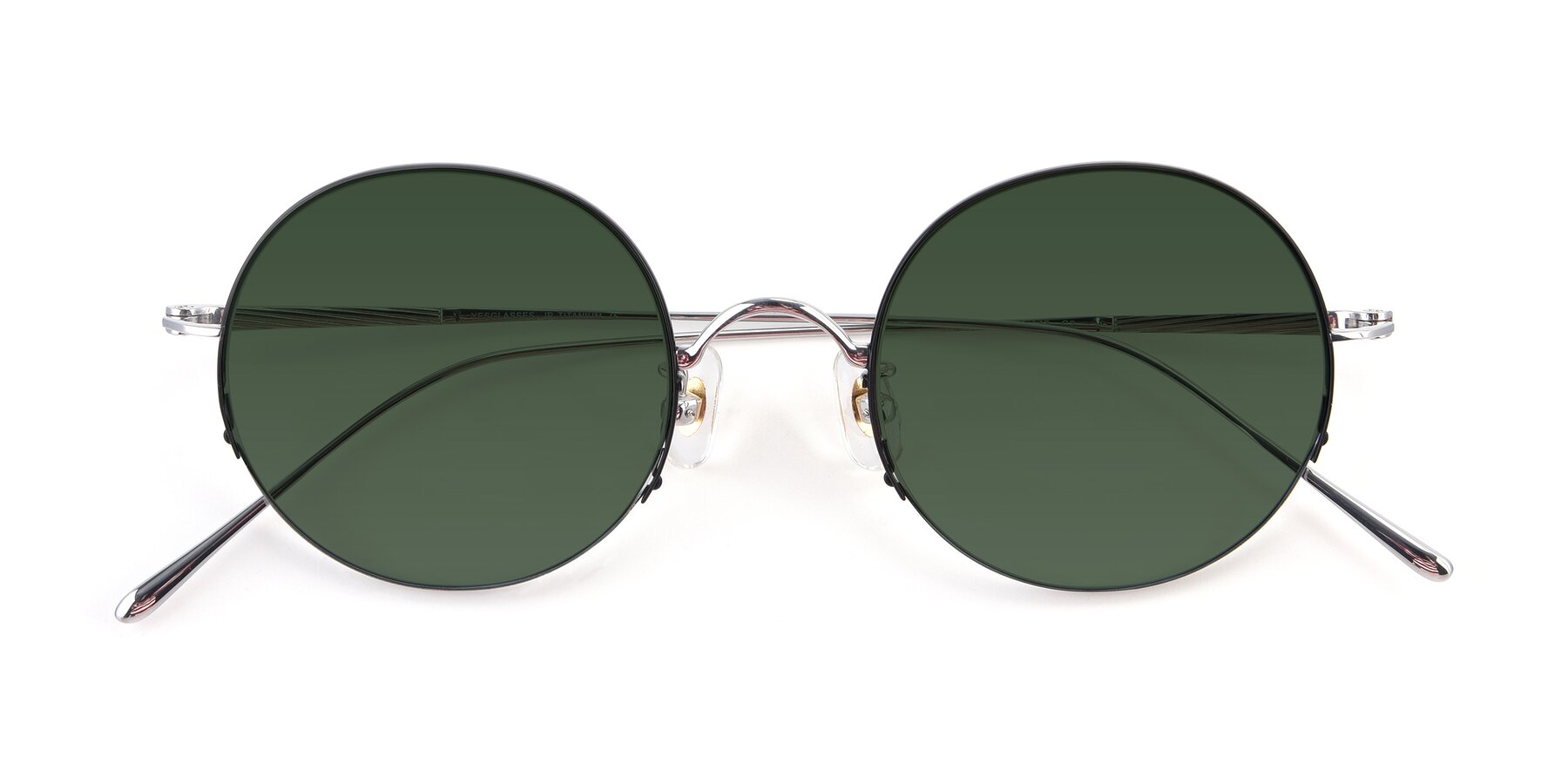 Folded Front of Harry in Black-Silver with Green Tinted Lenses