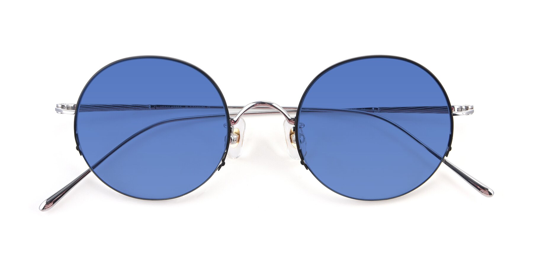Folded Front of Harry in Black-Silver with Blue Tinted Lenses