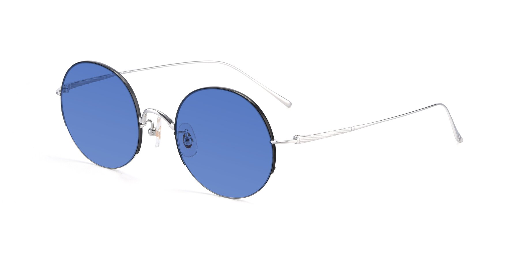 Angle of Harry in Black-Silver with Blue Tinted Lenses