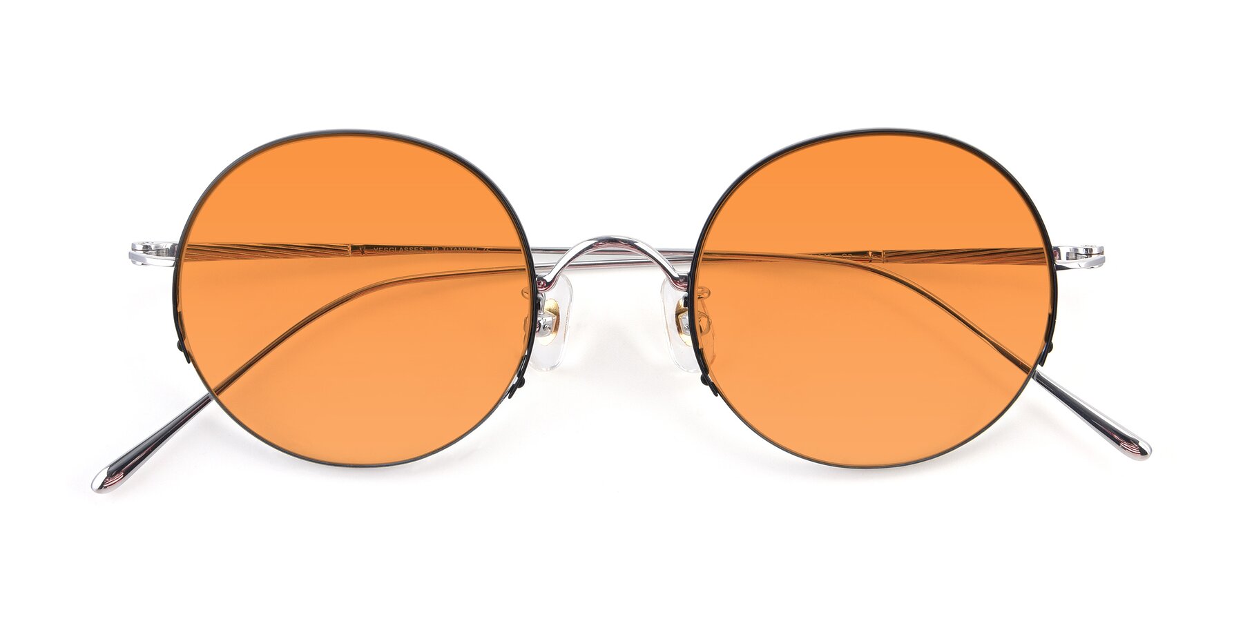 Folded Front of Harry in Black-Silver with Orange Tinted Lenses