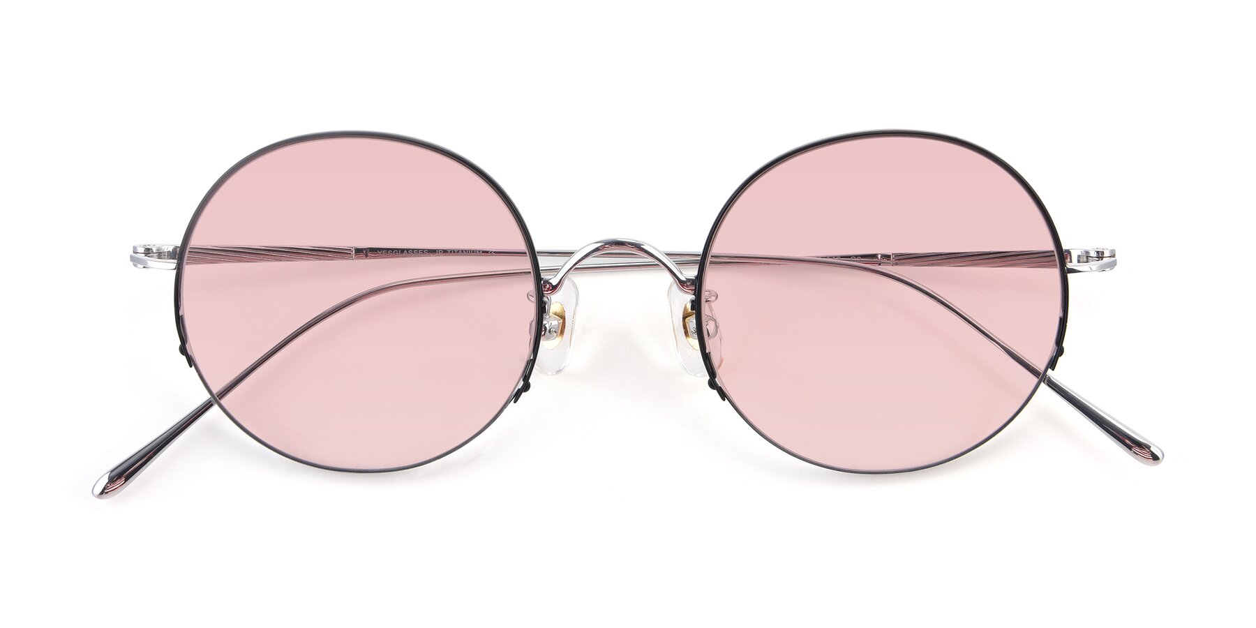 Folded Front of Harry in Black-Silver with Light Garnet Tinted Lenses