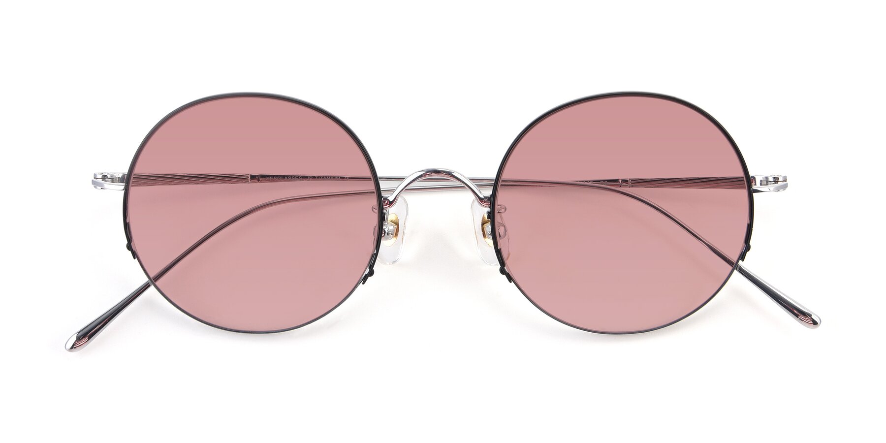 Folded Front of Harry in Black-Silver with Medium Garnet Tinted Lenses