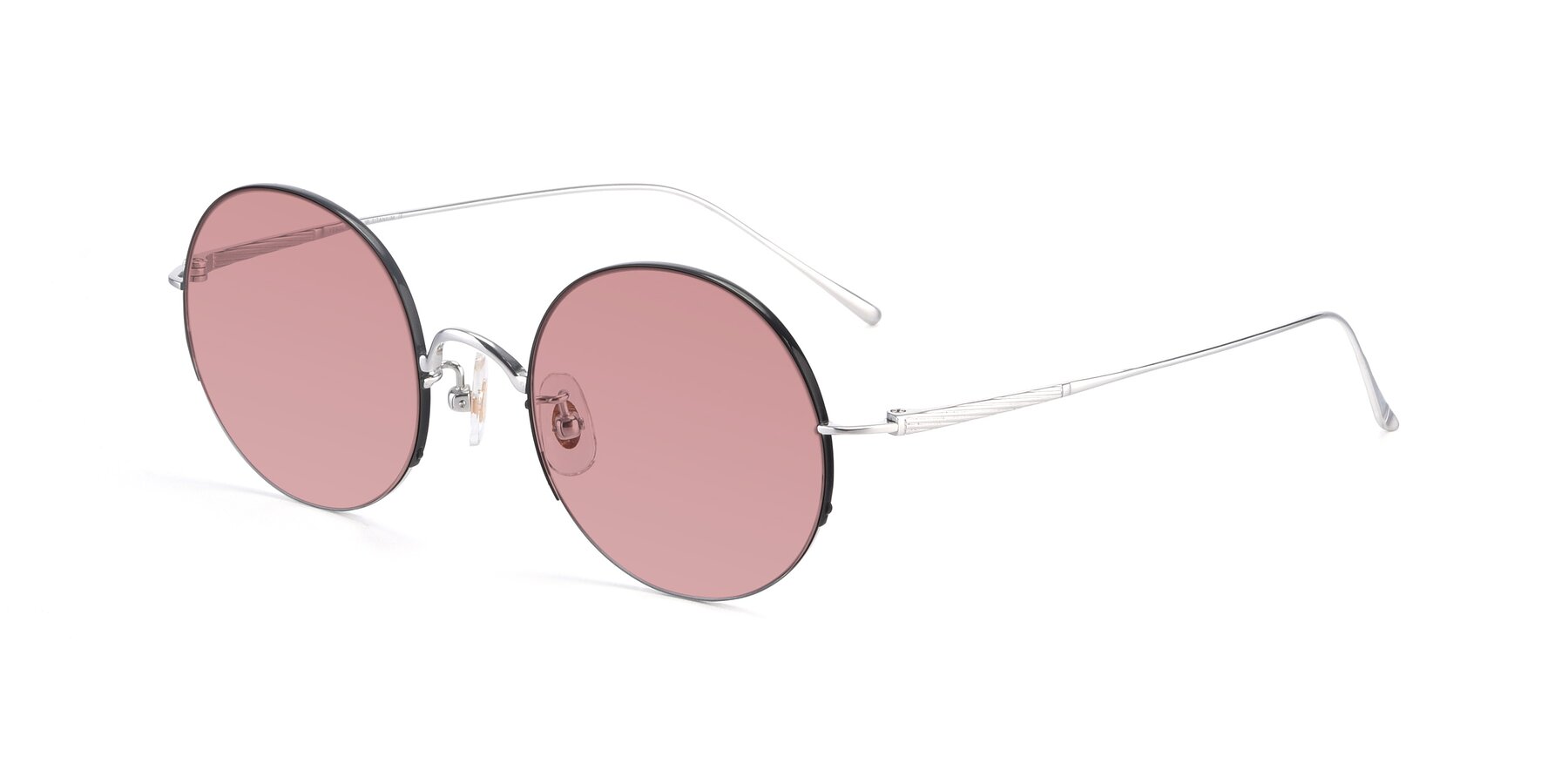 Angle of Harry in Black-Silver with Medium Garnet Tinted Lenses