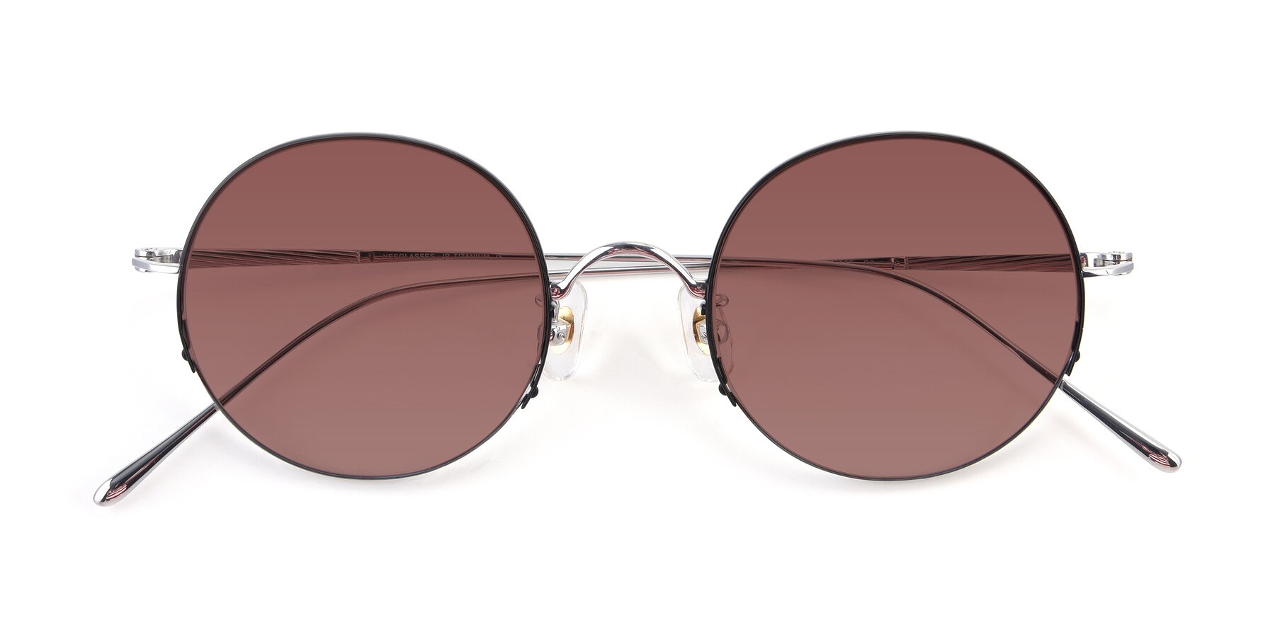 Folded Front of Harry in Black-Silver with Garnet Tinted Lenses