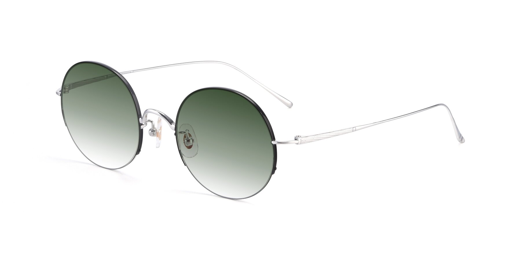 Angle of Harry in Black-Silver with Green Gradient Lenses