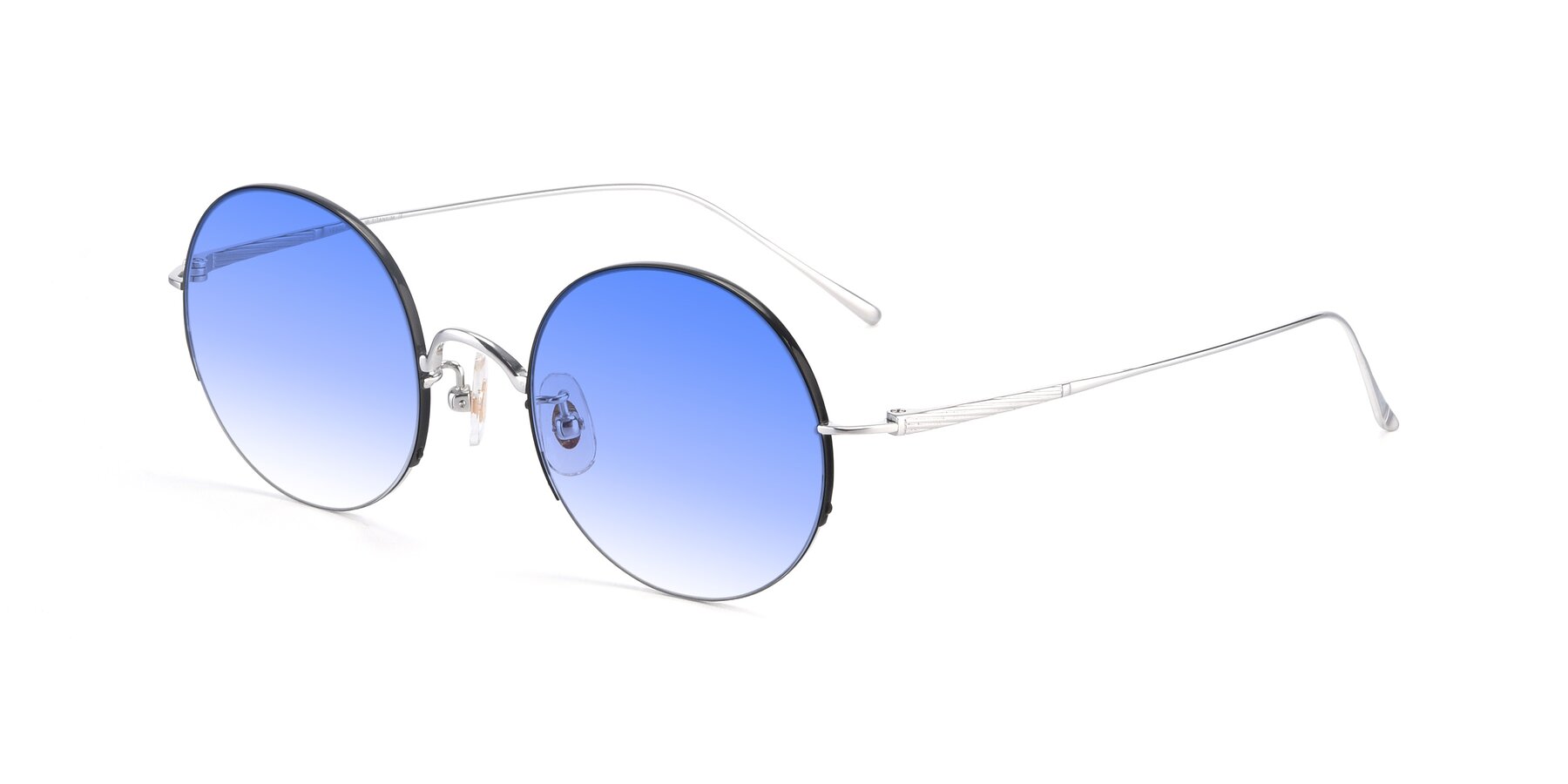 Angle of Harry in Black-Silver with Blue Gradient Lenses
