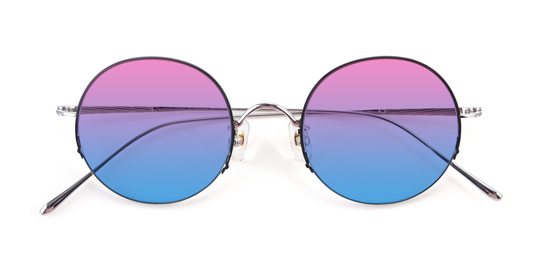 Folded Front of Harry in Black-Silver with Pink / Blue Gradient Lenses
