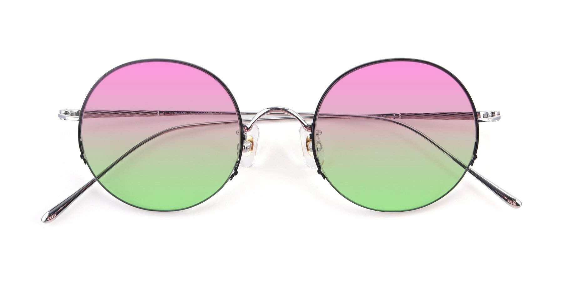 Folded Front of Harry in Black-Silver with Pink / Green Gradient Lenses