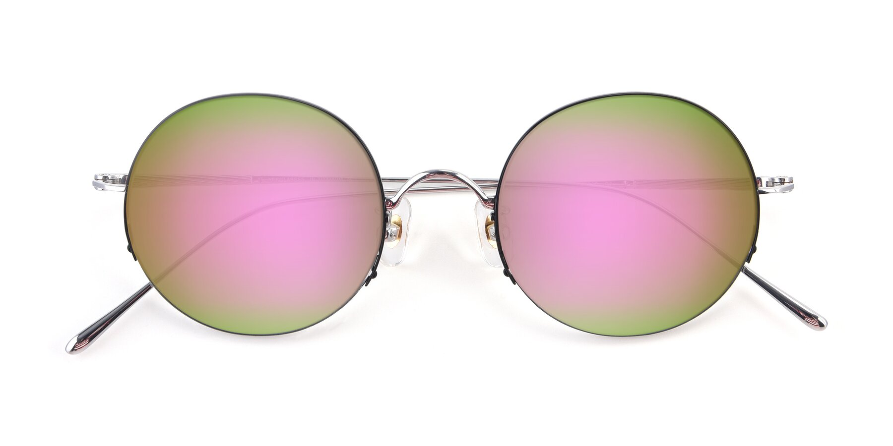 Folded Front of Harry in Black-Silver with Pink Mirrored Lenses