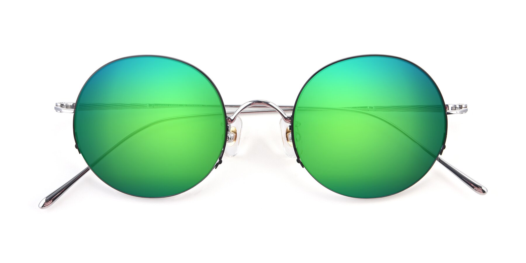 Folded Front of Harry in Black-Silver with Green Mirrored Lenses