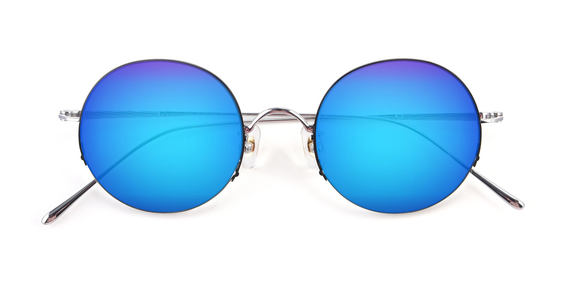 Folded Front of Harry in Black-Silver with Blue Mirrored Lenses