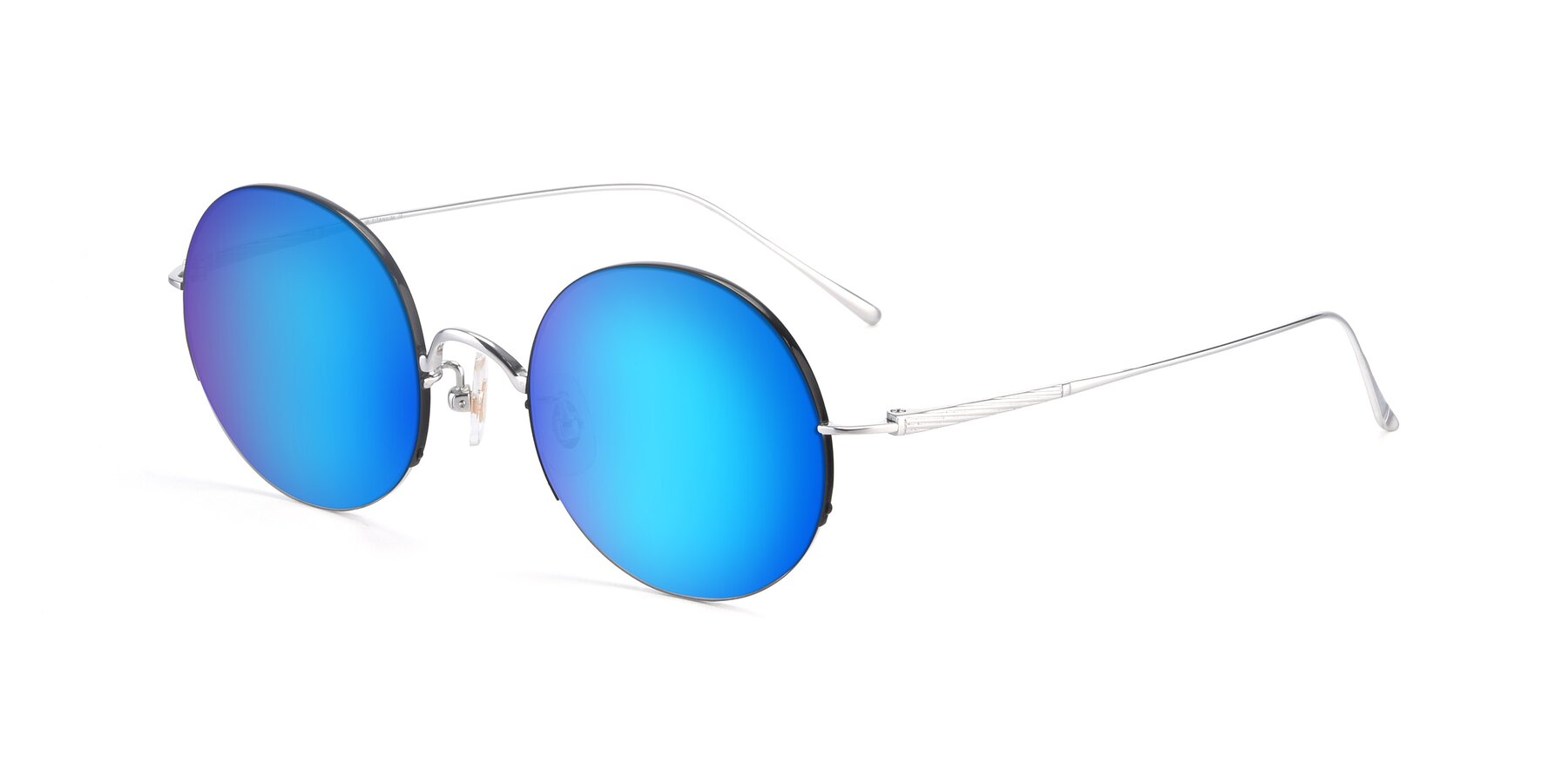 Angle of Harry in Black-Silver with Blue Mirrored Lenses