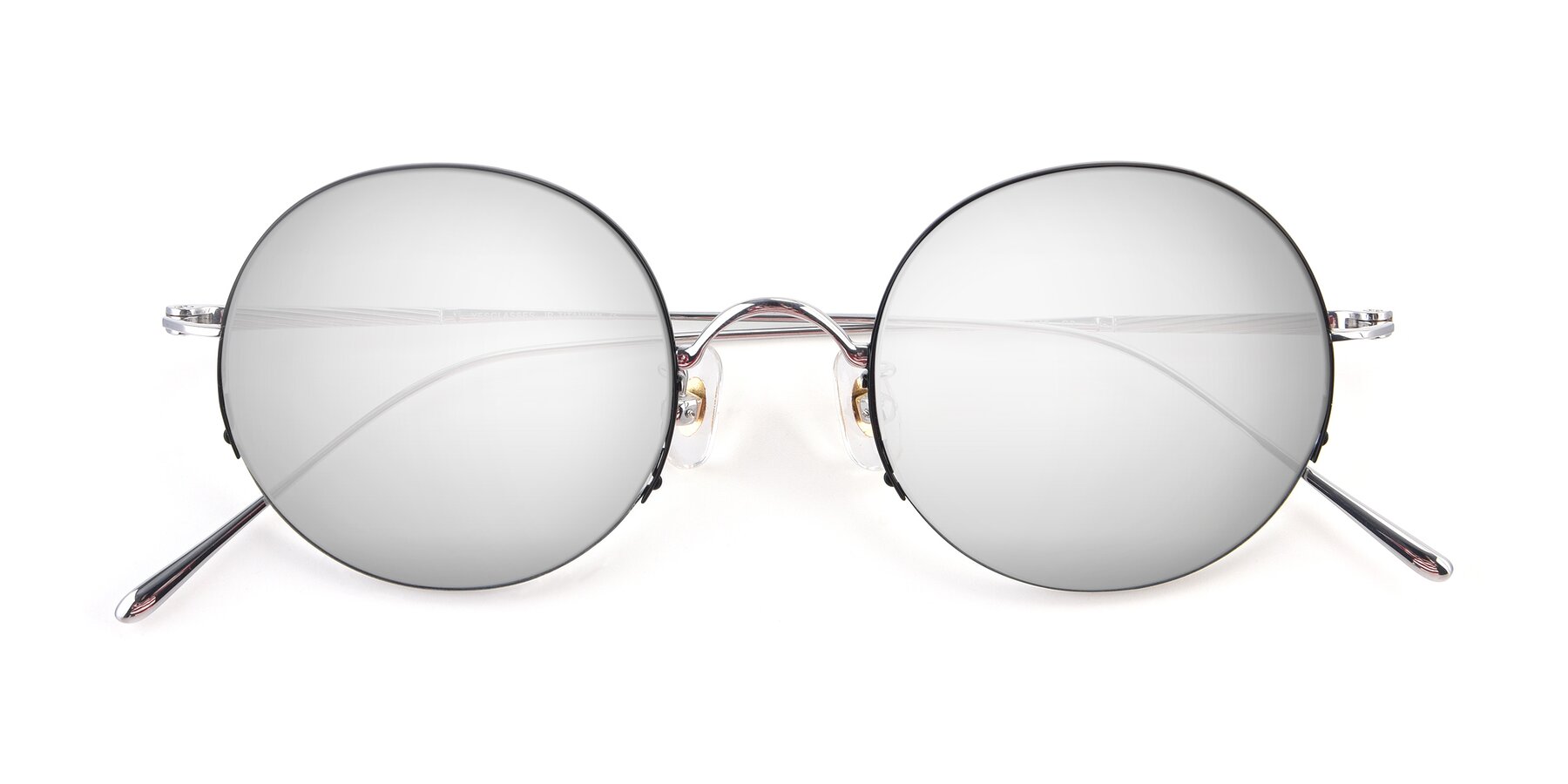 Folded Front of Harry in Black-Silver with Silver Mirrored Lenses