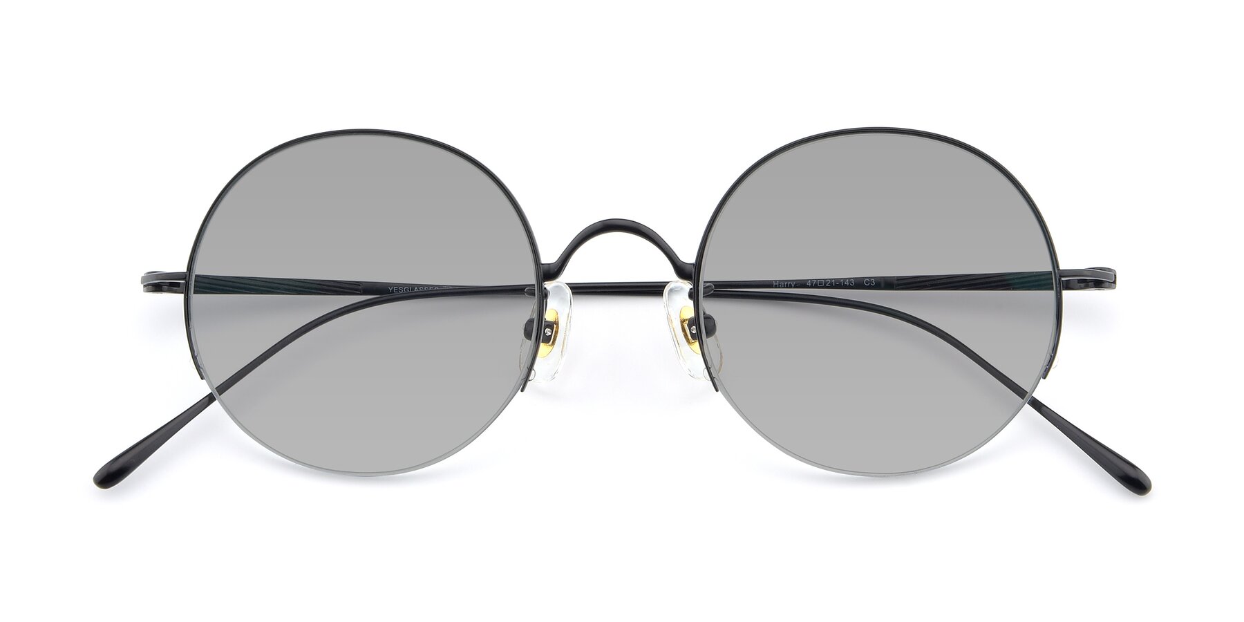 Folded Front of Harry in Matte Black with Light Gray Tinted Lenses