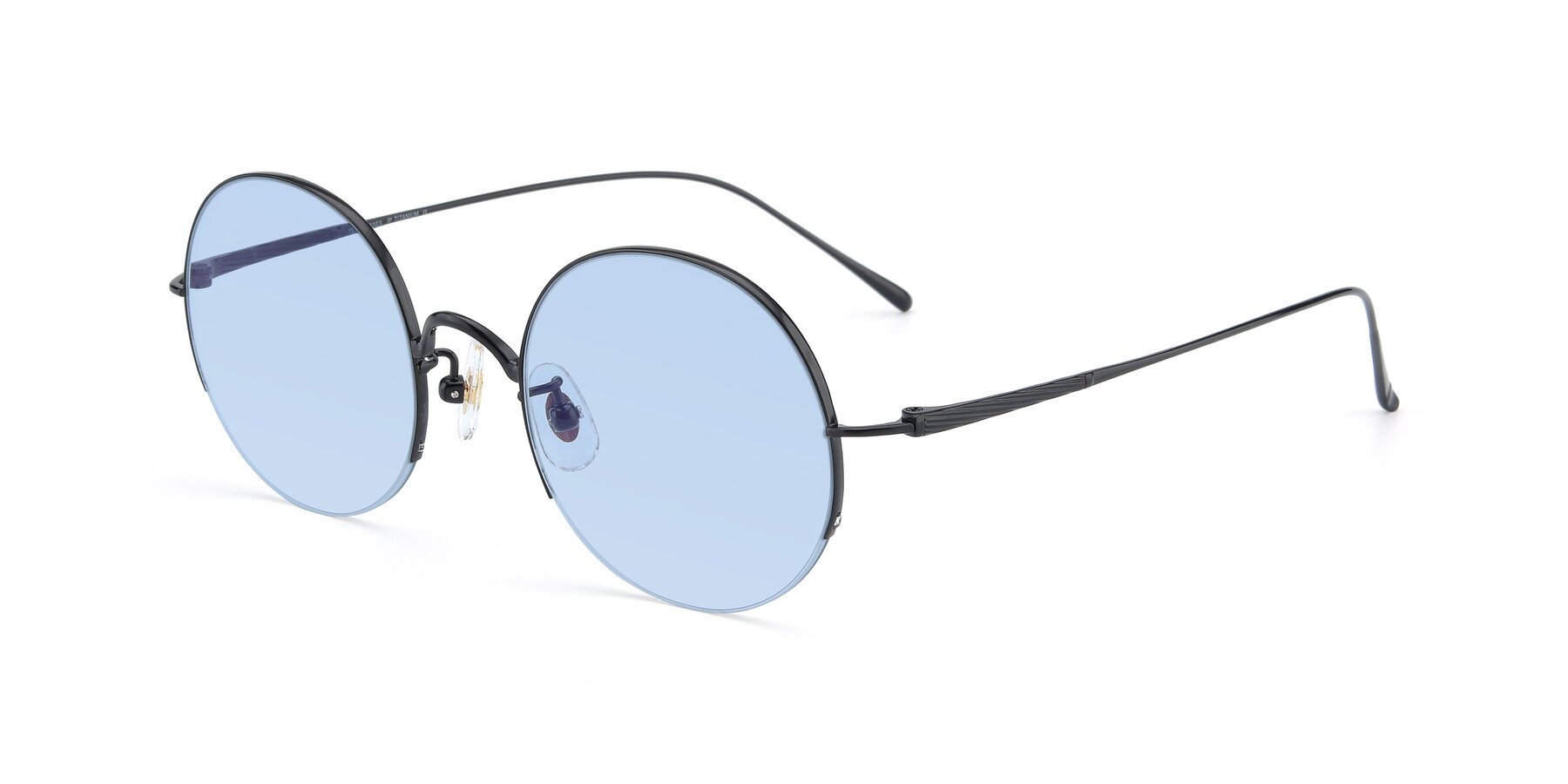 Angle of Harry in Matte Black with Light Blue Tinted Lenses